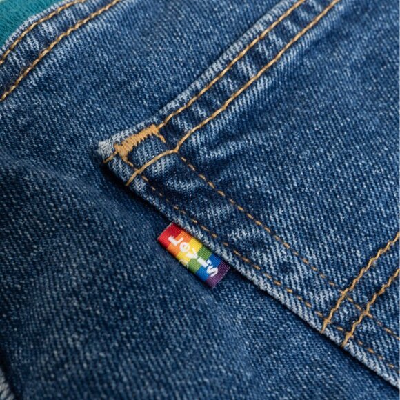 Levis 511 Shorts Blue Denim Pride Rainbow Stonewall Raw Hem Embroidered Size 30 - Picture 10 of 14